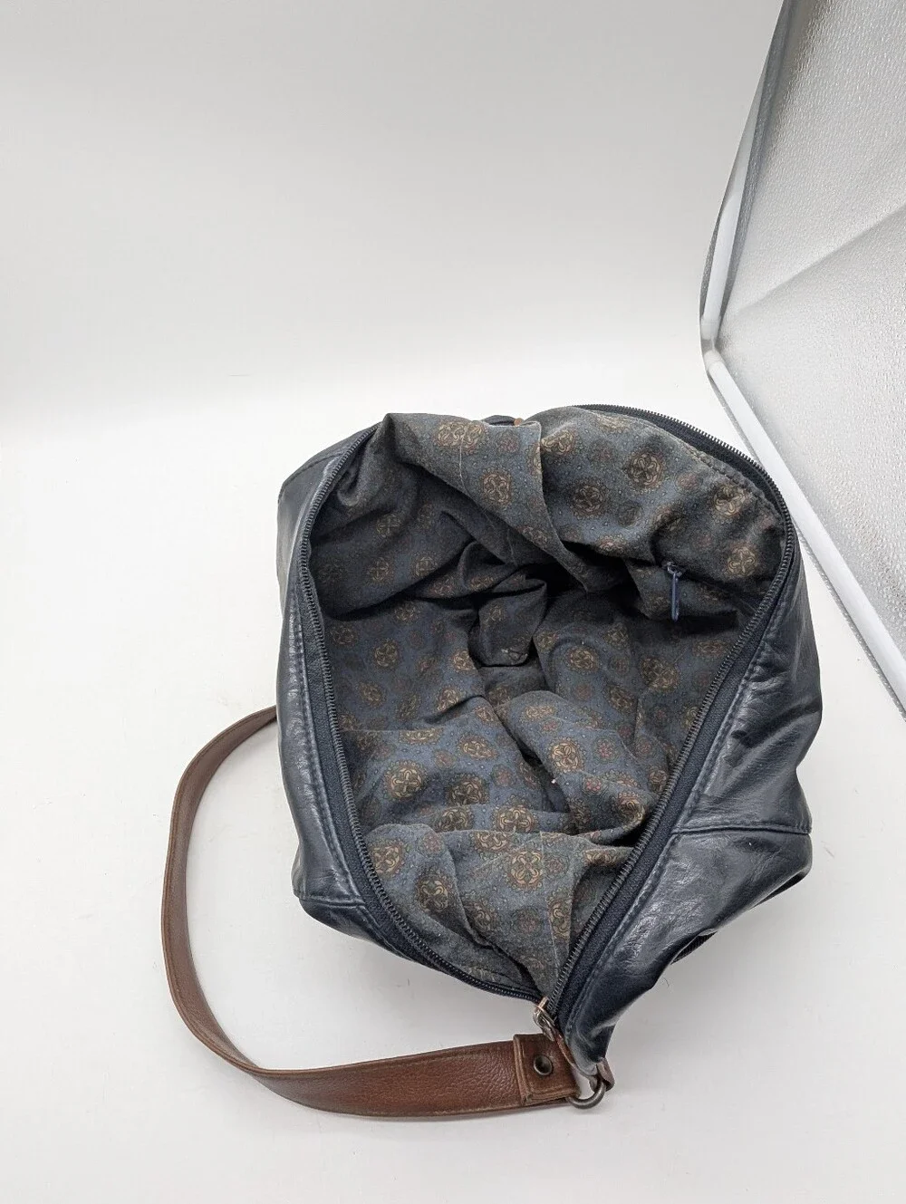 Vintage Michael Stevens International Navy Hobo Shoulder Bag
